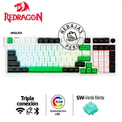 REDRAGON - Teclado Mecánico K686WGB RGB 96% Wireless Verde Mint