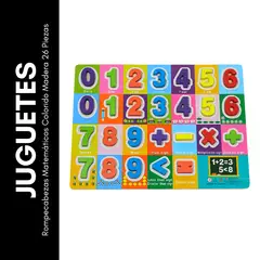 GENERICO - Rompecabezas Matemáticos Colorido Madera 26 Piezas