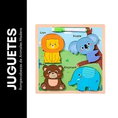 GENERICO - Rompecabezas de Animales Madera 4 Piezas