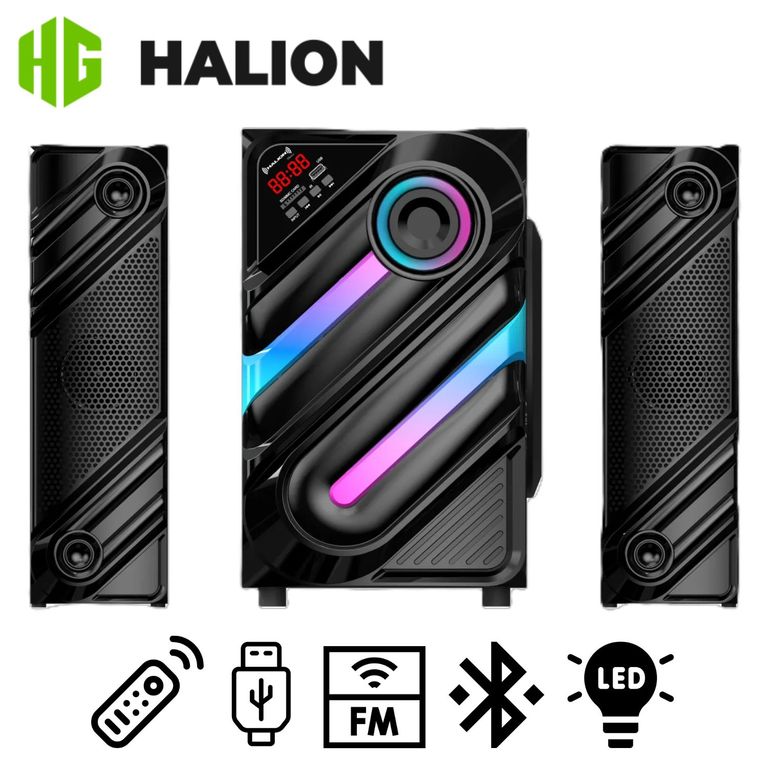 Parlante HA-F77 Thanos con Subwoofer 8 Luces LED USB SD BT FM