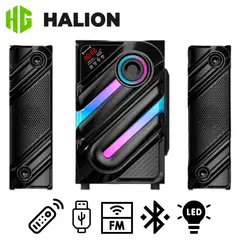 HALION - Parlante HA-F77 Thanos con Subwoofer 8 Luces LED USB SD BT FM