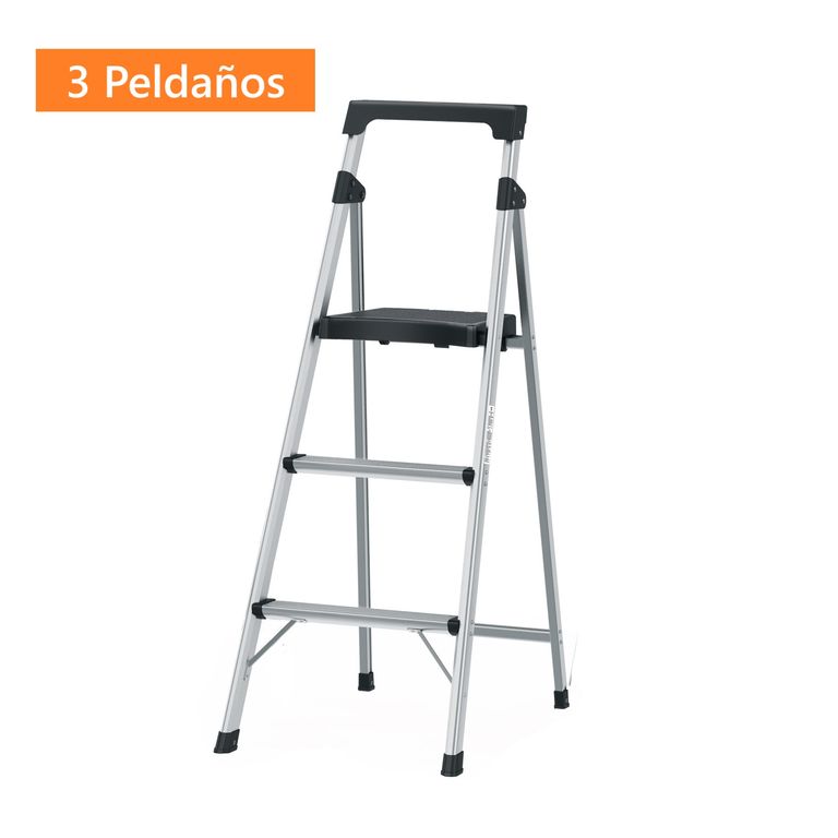 Escalera Tubular Plegable 3 Peldaños Soporta 150 kg