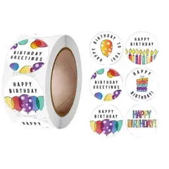 GENERICO - 100 stickers en rollo feliz cumpleaños 7