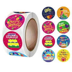 GENERICO - 100 stickers en rollo feliz cumpleaños 8