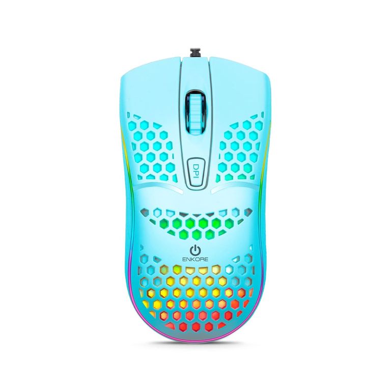 Mouse Gamer LED Alámbrico 1600DPI Celeste GeoxIngravide EKM121B