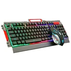 SEISA - Combo Teclado y Mouse Gamer USB con Luz RGB y DPI 4000