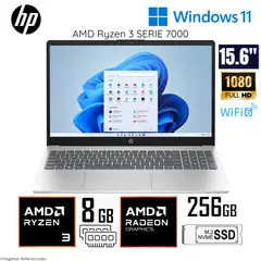 HP - Laptop AMD Ryzen 3-7320U 8GB RAM LPDDR5 256GB SSD 15.6 " FHD 15-FC0005LA