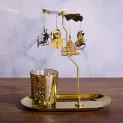 PANORAMA HOGAR - Candelabro Giratorio Decorativo con Base Oval y Portavela 18CM