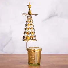 PANORAMA HOGAR - Candelabro Giratorio Decorativo Árbol Navideño 25CM