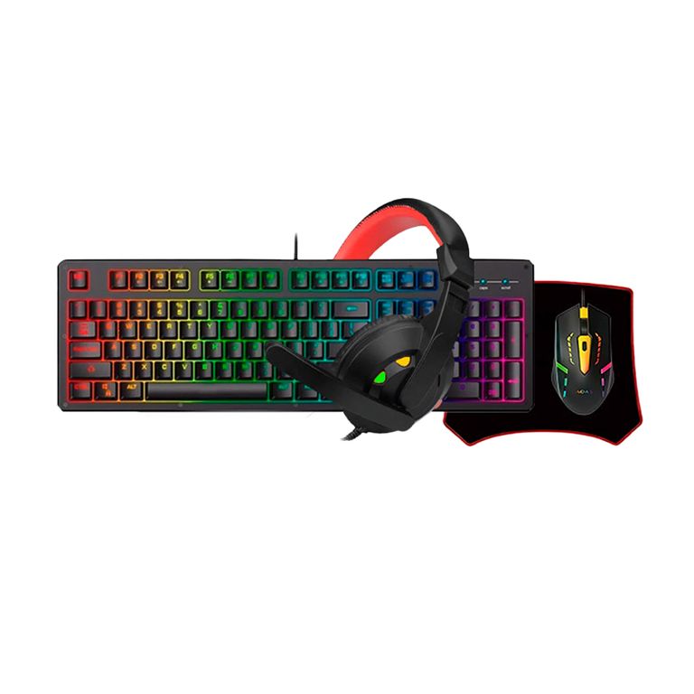 Combo Gaming Game Pro Wb-1077: Teclado Rgb, Mouse, Pad Y Auriculares Usb Para Gamers