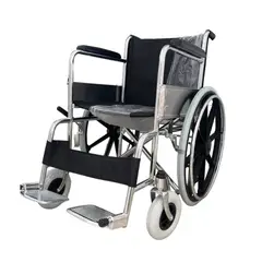 GENERICO - SILLA DE RUEDAS STANDAR ACERO CROMADO - LLANTAS DE GOMA TODO TERRENO