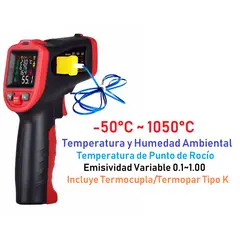 WINTACT - Pirómetro Termómetro Infrarrojo Ambiental Termopar - WT323E