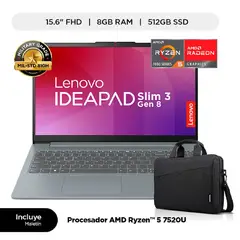 LG - Laptop Lenovo IdeaPad Slim 3 - AMD Ryzen 5 7520U 8GB RAM 512GB SSD 15.6" FHD