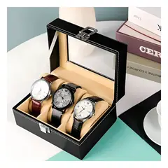 RYBIU IMPORT - Pack12 Organizador Porta Relojes de Cuero Sintetico en Negro