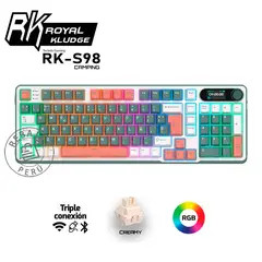 ROYAL KLUDGE - Teclado Mecánico RK S98 Inalámbrico RGB Camping Creamy