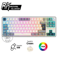 ROYAL KLUDGE - RK R87PRO TKL Teclado Mecánico RGB Half Grey Creamy