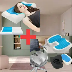 GENERICO - Combo Almohada Viscoelástica de Gel + Cojín de Gel Viscoelástico