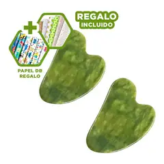 RYBIU IMPORT - Gua Sha Revitalizante en Color Verde Y+Papel de Regalo