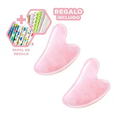 RYBIU IMPORT - Gua Sha Revitalizante en Color Rosado Y+Papel de Regalo