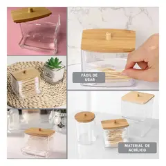 RYBIU IMPORT - Pack4 Dispensador Acrilico para Hisopos Y+Regalo Stickers