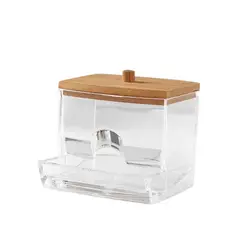 RYBIU IMPORT - Pack2 Dispensador Tapa de Madera para Hisopos y Algodones