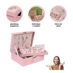 RYBIU IMPORT - Pack2 Joyero con Division 23x17x9cm Rosa Y+Papel de Regalo