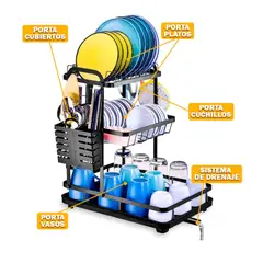 GENERICO - ESCURRIDOR DE PLATOS DE 3 NIVELES MODERNO CON DRENAJE