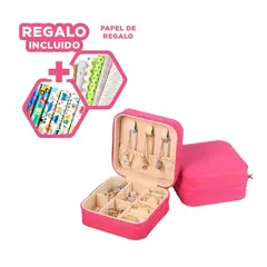 RYBIU IMPORT - Pack12 Organizador Aretes Mujer en Fucsia Y+Papel de Regalo