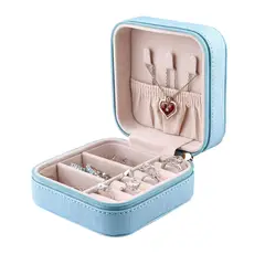 RYBIU IMPORT - Joyero Mini con Compartimentos con Cierre y Portatil Celeste