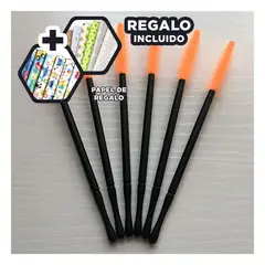 RYBIU IMPORT - Pack12 Peine de Cejas para Makeup Naranja Y+Papel de Regalo