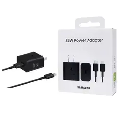 SAMSUNG - Cargador 25W USB C GAN TECH de Carga Rápida Original - NEGRO