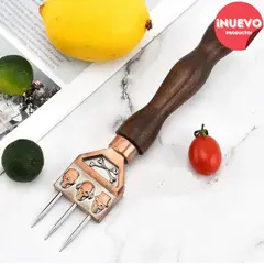 GENERICO - Picahielo oro rosa skull con mango de madera