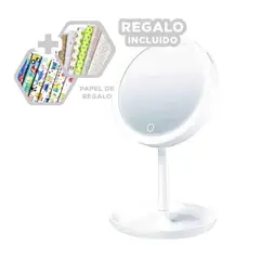 RYBIU IMPORT - Espejo de Maquillaje Led en Blanco Y+Papel de Regalo