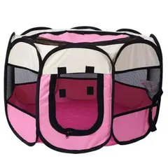 GENERICO - CORRAL Plegable XXL para Mascotas Rosa con Blanco