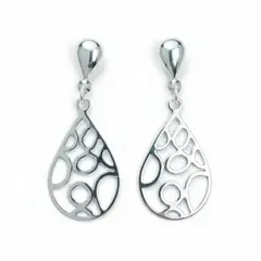 VANDRALA - ARETE DE PLATA GOTA PLANA CON DISEÑO