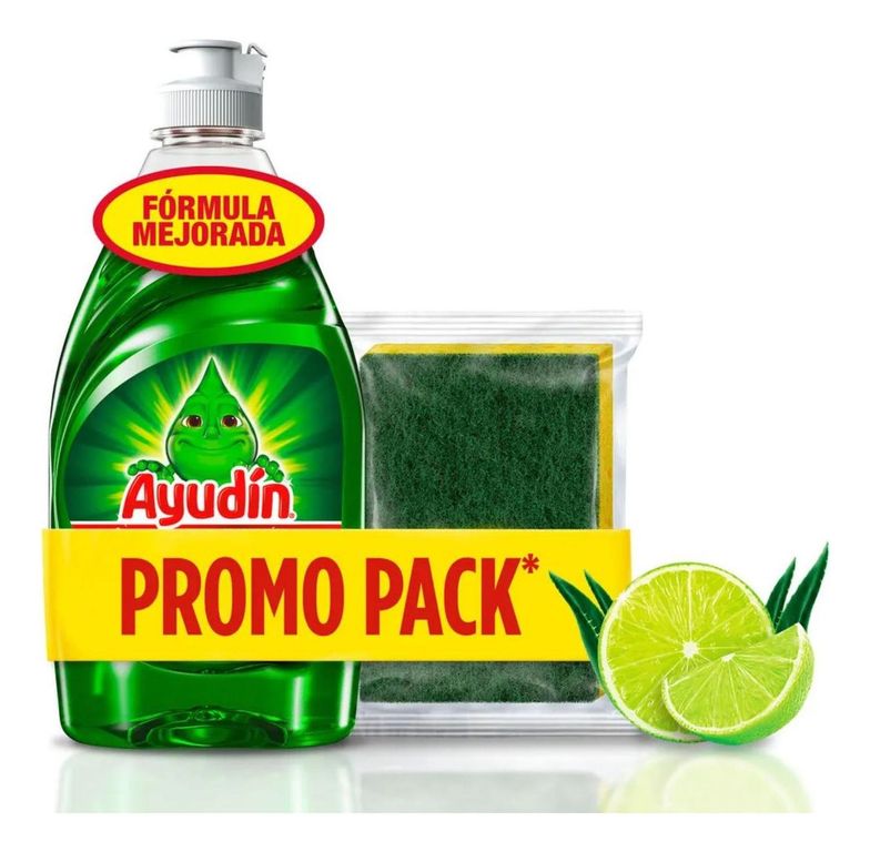 Lavavajillas Líquido Ayudín Limón y Sábila 280ml + Esponja