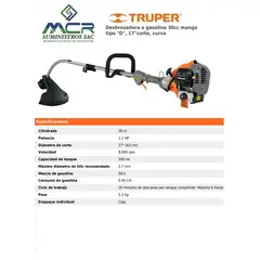 TRUPER - DESBROZADORA MOTOR 2 TIEMPOS MANG TIPO D 30CC 1/2HP