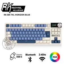 ROYAL KLUDGE - Teclado Mecánico RK S85 TKL Inalámbrico RGB Horizon Blue