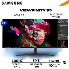 SAMSUNG - Monitor ViewFinity S5 LS34C500GALXPE de 34 UWQHD 100Hz HDR