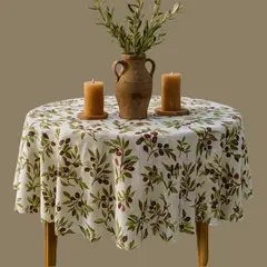 CASIOPIA - Mantel antimanchas redondo 8-10 sillas Olivas