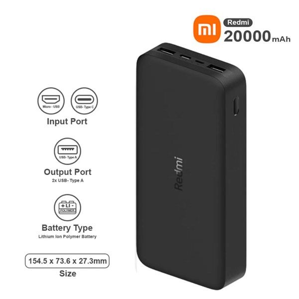 Cargador Portátil 20000Mah Fast Charger Negro