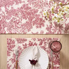 CASIOPIA - Set 4 individuales antimanchas Toile de Joouy granate