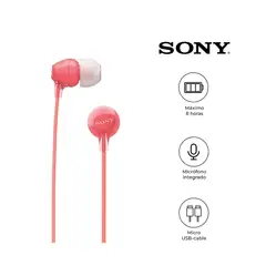 SONY - Audífonos Bluetooth Wireless Wi C300 Batería 8Hrs Rojo
