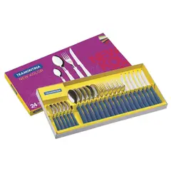 TRAMONTINA - Juego de Cubiertos New Kolor Azul x 24 Piezas