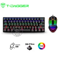 T-DAGGER - Combo Teclado Mecánico Mouse Gaming Español Negro RGB