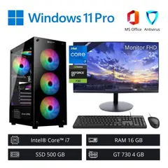 INTEL - Computadora PC Core i7 3,80 GHz 16GB RAM 500GB NVIDIA 4GB + Monitor 22" FHD