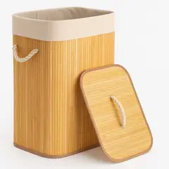 GENERICO - Cesto Rectangular de Bambú con Tapa