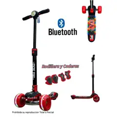 OXIEPRO - Scooter para Niños Plegable con Bluetooth Luces Red Blacking
