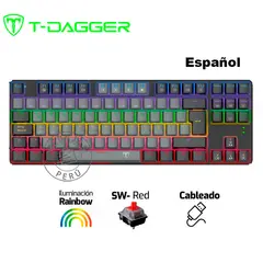 T-DAGGER - Teclado Mecánico BORA T-TGK313 GreyBlack Red Switch Rainbow