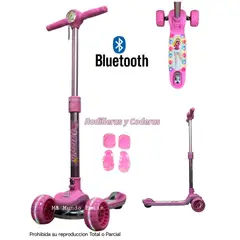 OXIEPRO - Scooter para Niños Plegable con Bluetooth Luces Rosado